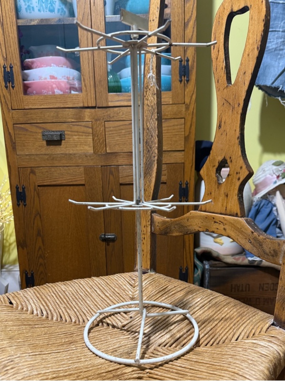 Antique metal iron store display rack